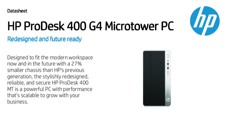 Data Sheet: HP ProDesk 400 MT 